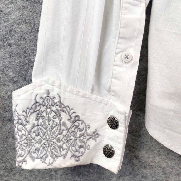 7 Diamonds Shirt Mens Large White Button Down Y2K  Gothic Punk Grunge Rockabilly - Picture 8 of 14